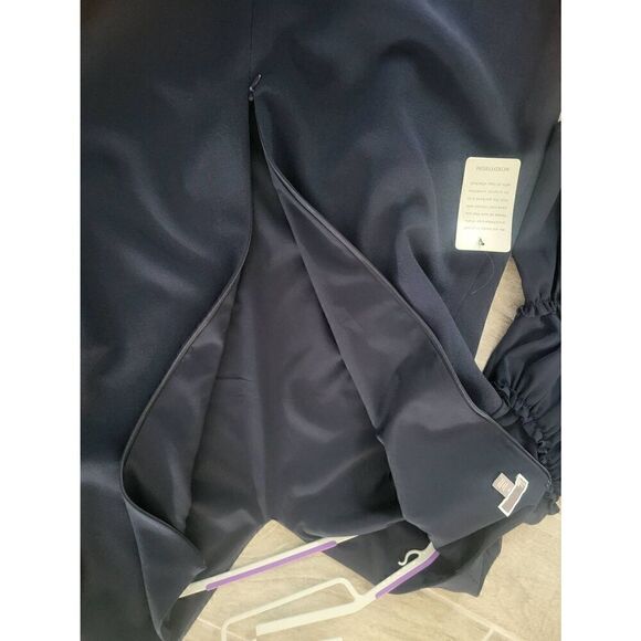 Women's Chelsea28 Dress Navy Blue Sheer Arms Short Knee Length Size 16 - Picture 5 of 9